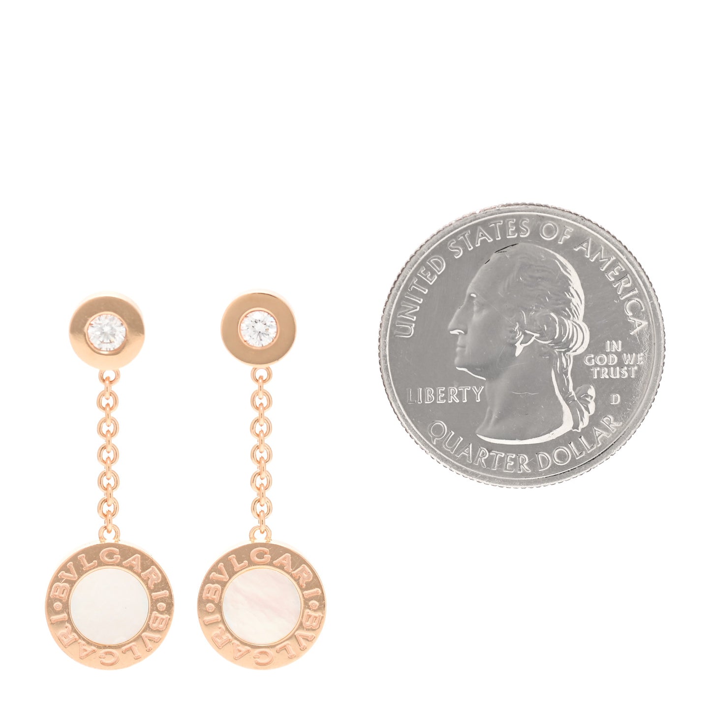 18K Rose Gold Diamond Mother of Pearl BVLGARI BVLGARI Drop Earrings