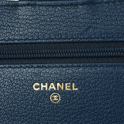 Chanel Patent Goatskin Quilted CC Eyelet Wallet On Chain WOC Blue 6 of 9