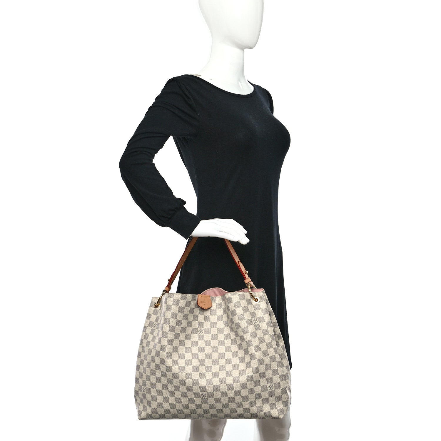 Louis Vuitton Damier Azur Graceful MM Rose Ballerine 2 of 8