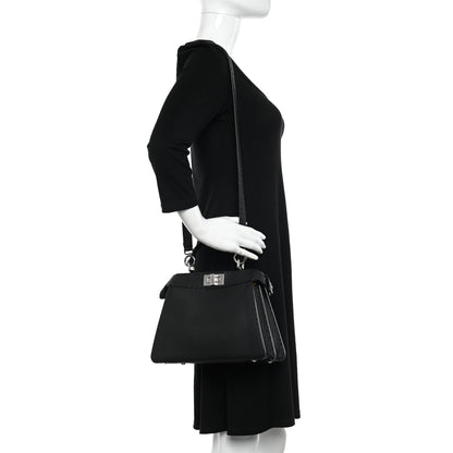 Fendi Cuoio Romano Selleria Small Peekaboo I SEE U Satchel Black Camel Sunflower 2 of 10