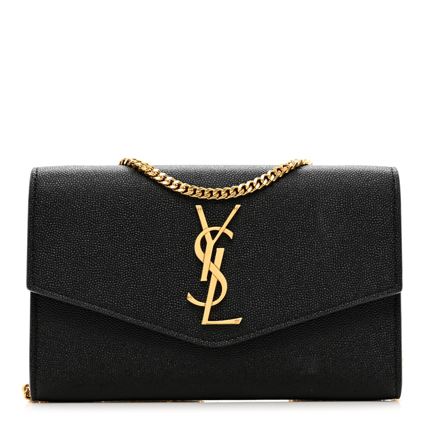 Saint Laurent Grain De Poudre Uptown Chain Wallet Black 1 of 7