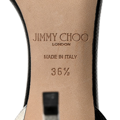 Jimmy Choo Lizard Embossed Minny 85 Ankle Strap Sandals 36.5 Black White 7 of 7