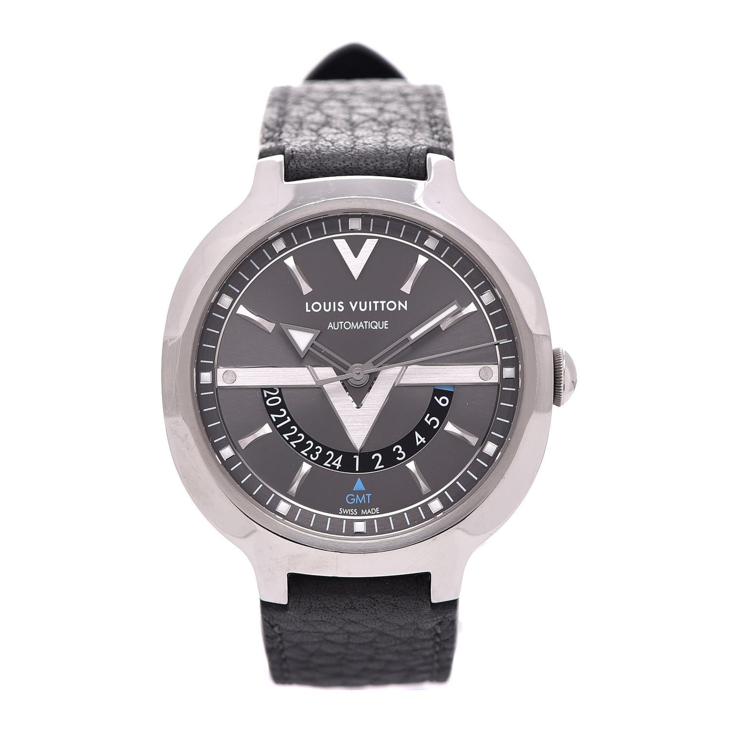 Stainless Steel Calfskin 41mm Voyager GMT Automatic Watch Grey