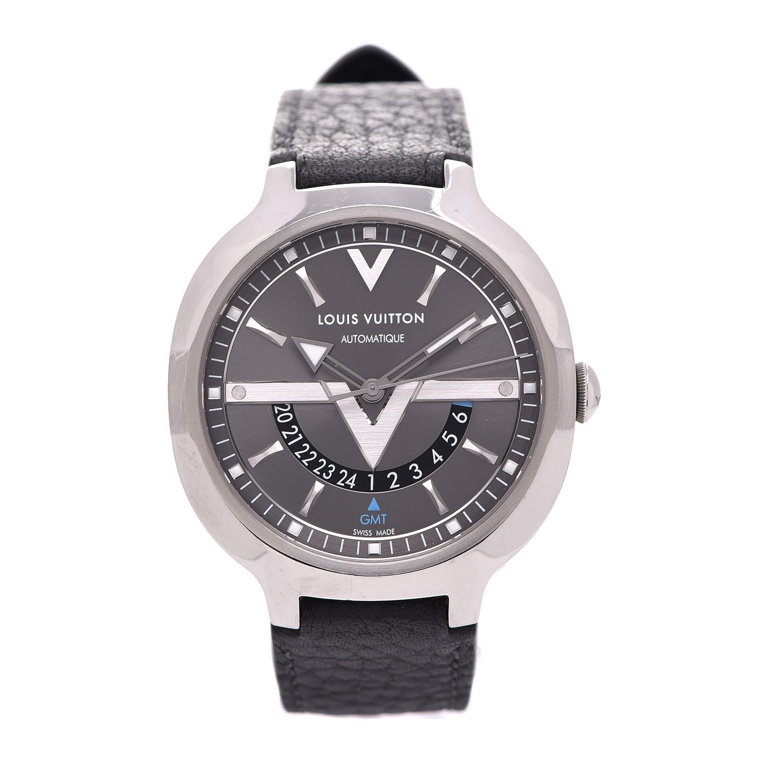 Louis Vuitton Stainless Steel Calfskin 41mm Voyager GMT Automatic Watch Grey 1 of 5