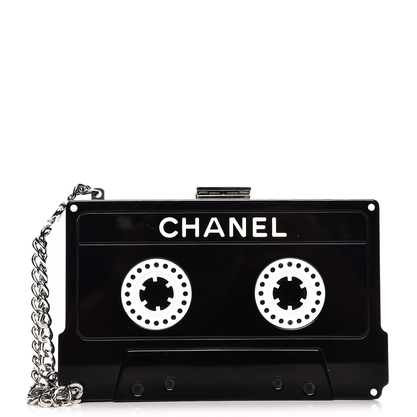 Lucite Cassette Clutch Black
