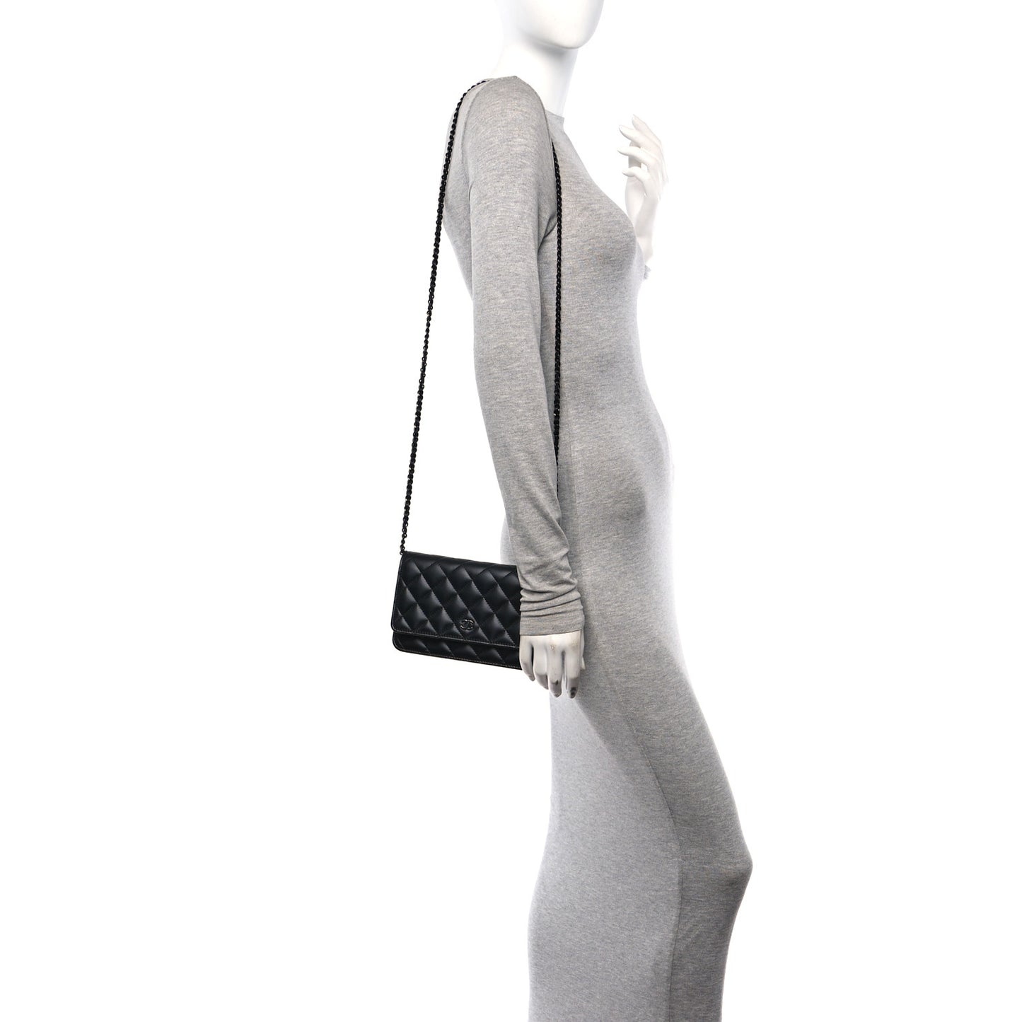 Lambskin Quilted Wallet On Chain WOC So Black