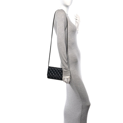 Chanel Lambskin Quilted Wallet On Chain WOC So Black 2 of 11