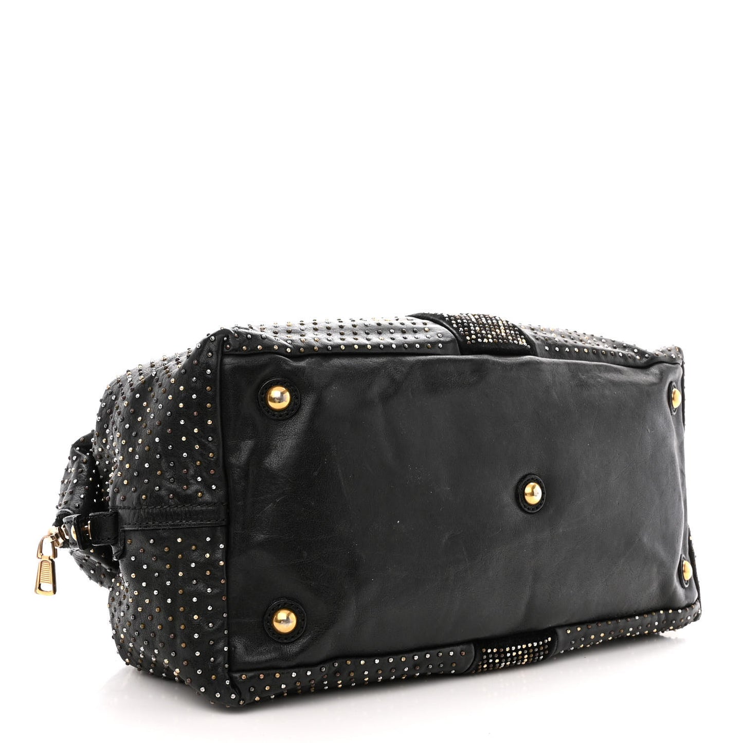 Calfskin Rock Studded Easy Sac Black