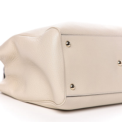 Gucci Pebbled Calfskin Medium Bamboo Shopper Tote Off White 9 of 11