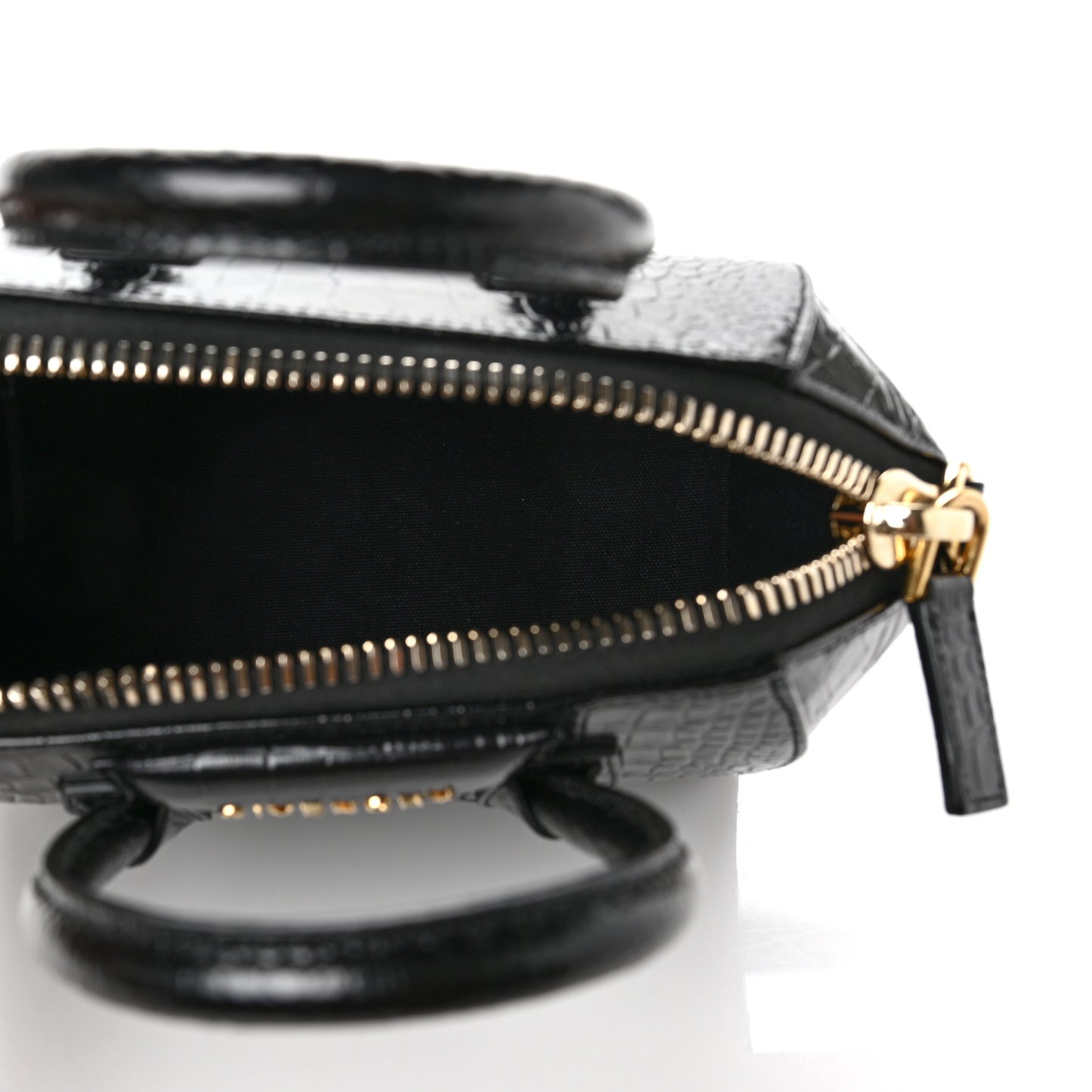 Calfskin Crocodile Embossed Mini Antigona Black