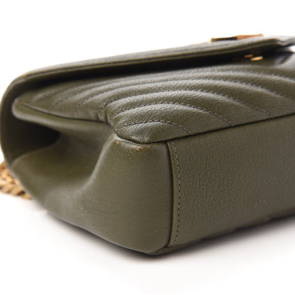 Saint Laurent Sheepskin Matelasse Chevron Monogram Medium College Bag Military Green 6 of 9