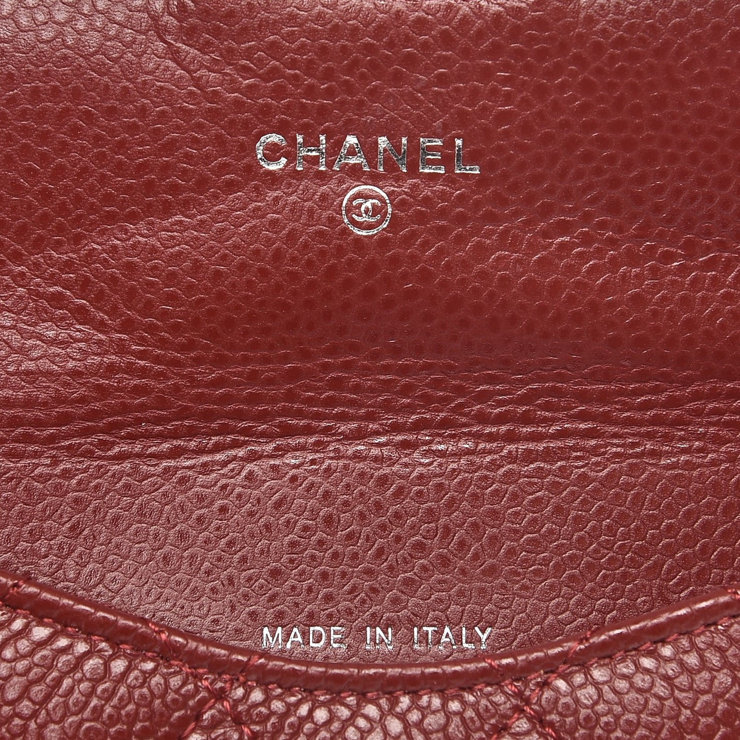 Caviar Quilted Coin Purse Dark Red