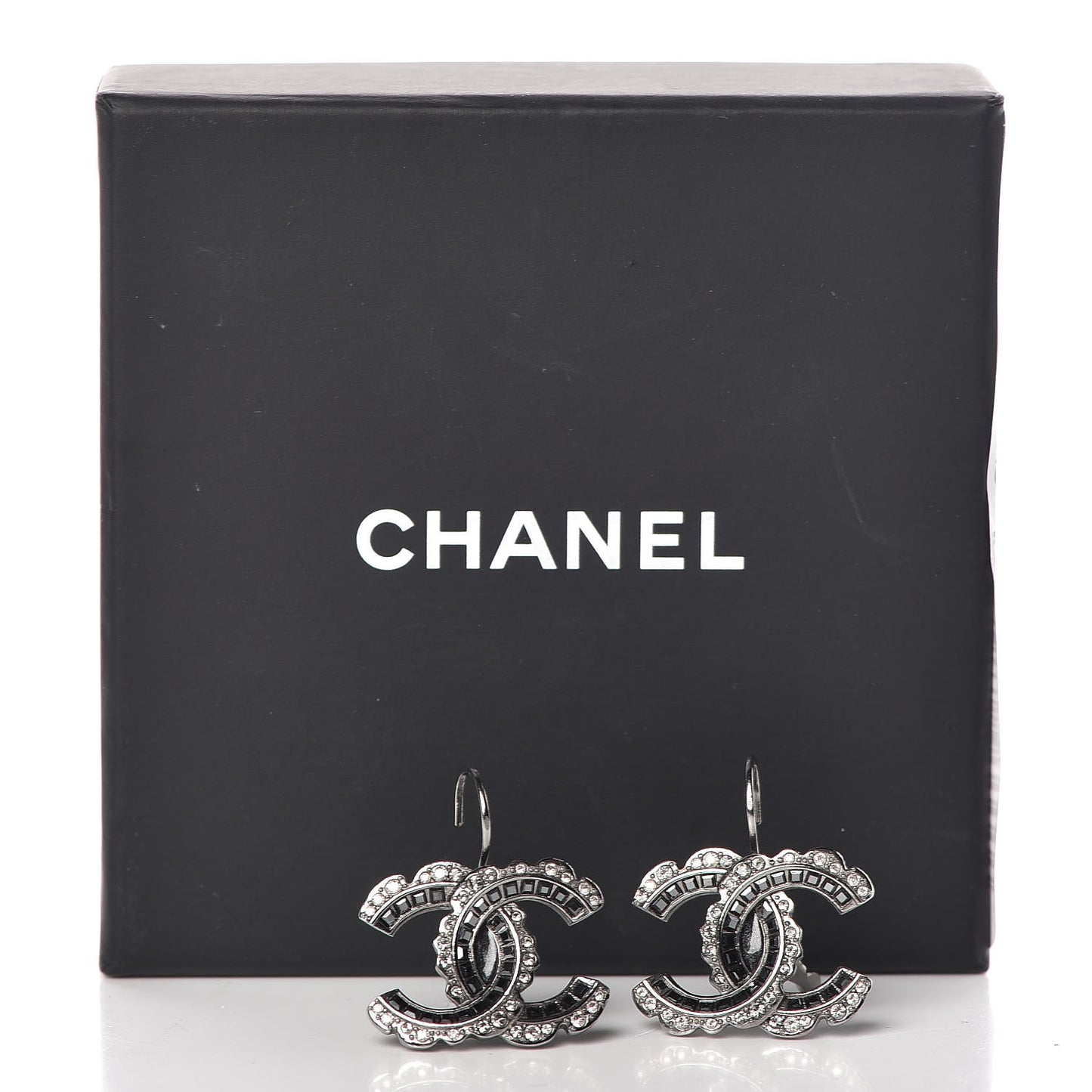 Ruthenium Baguette Crystal CC Drop Earrings