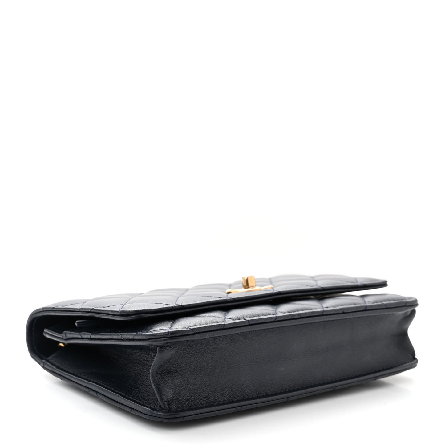 Lambskin Quilted Pearl Crush Wallet on Chain WOC Navy