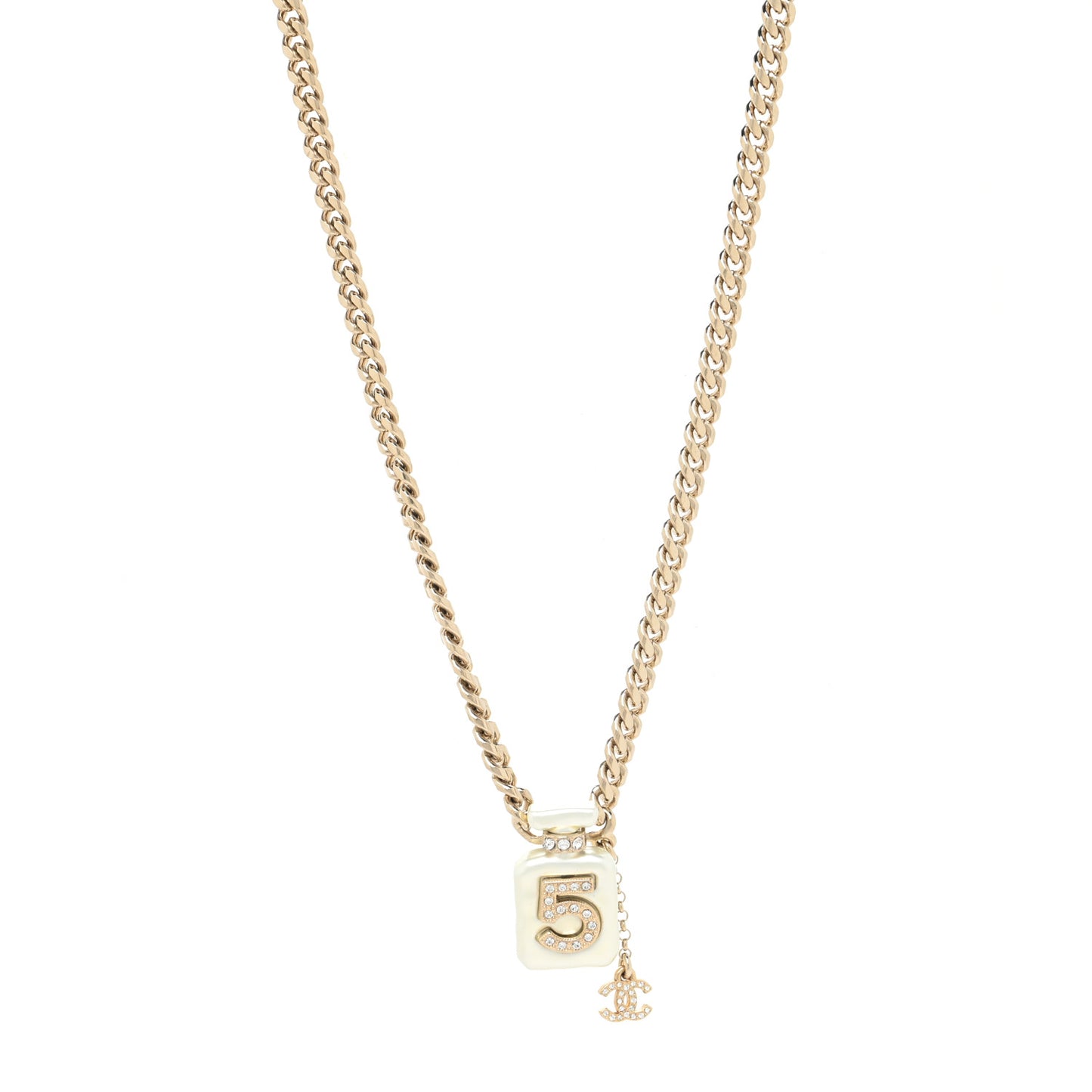 Resin Crystal CC No 5 Perfume Bottle Necklace