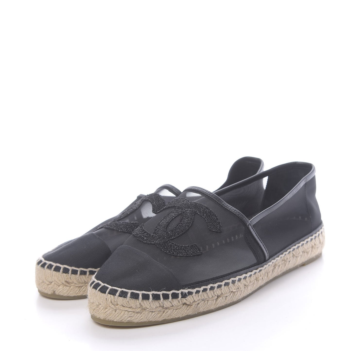 Mesh Grosgrain CC Espadrilles 40 Black