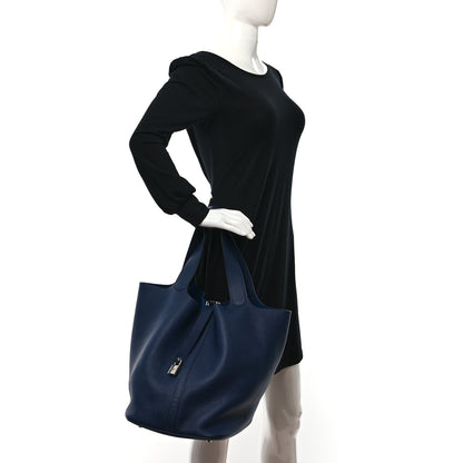Hermes Taurillon Clemence Picotin Lock TGM Bleu Saphir 2 of 9
