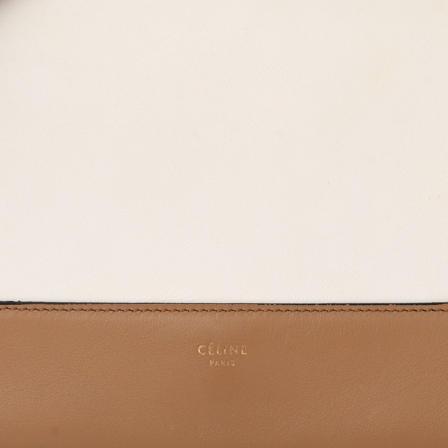 Shiny Smooth Calfskin Medium Frame Shoulder Bag Tan Optic White