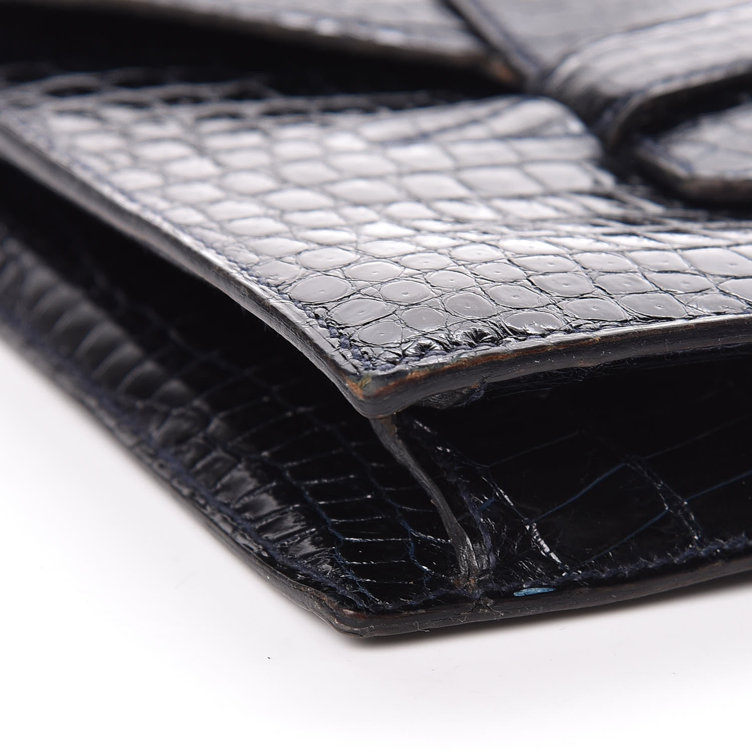 Hermes Shiny Crocodile Faco Clutch Bleu Marine 14 of 16