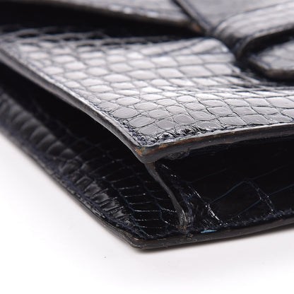 Hermes Shiny Crocodile Faco Clutch Bleu Marine 14 of 16