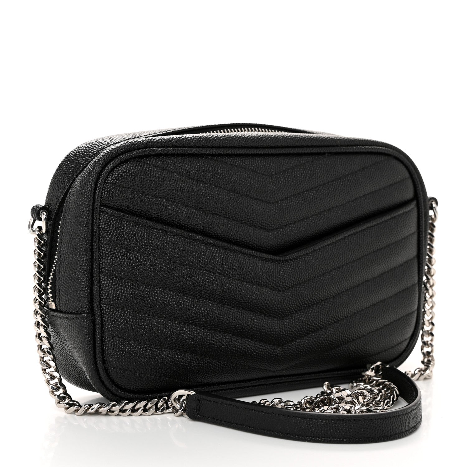 Saint Laurent Grain De Poudre Matelasse Monogram Mini Lou Camera Bag Black 3 of 11