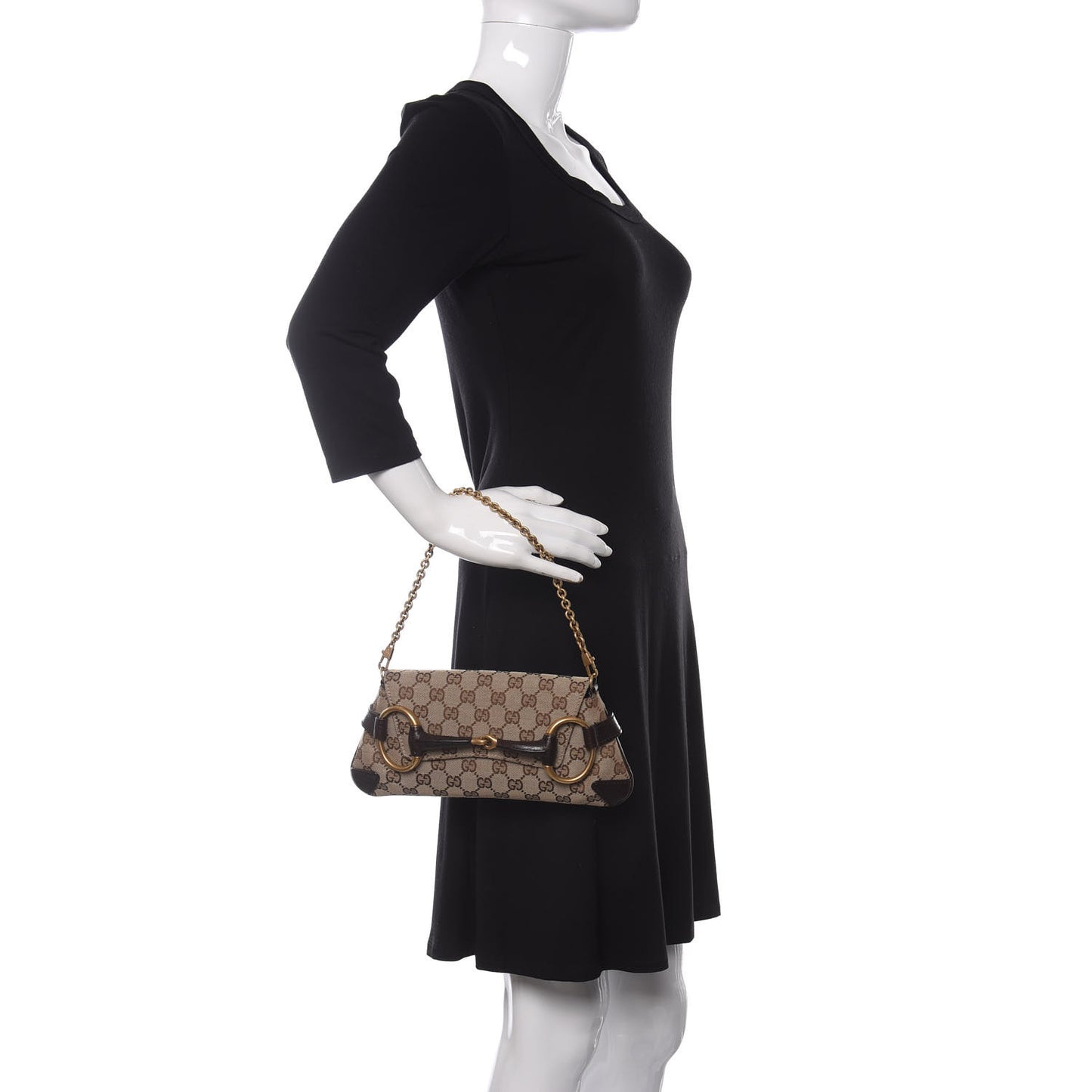 Monogram Horsebit Clutch Dark Brown
