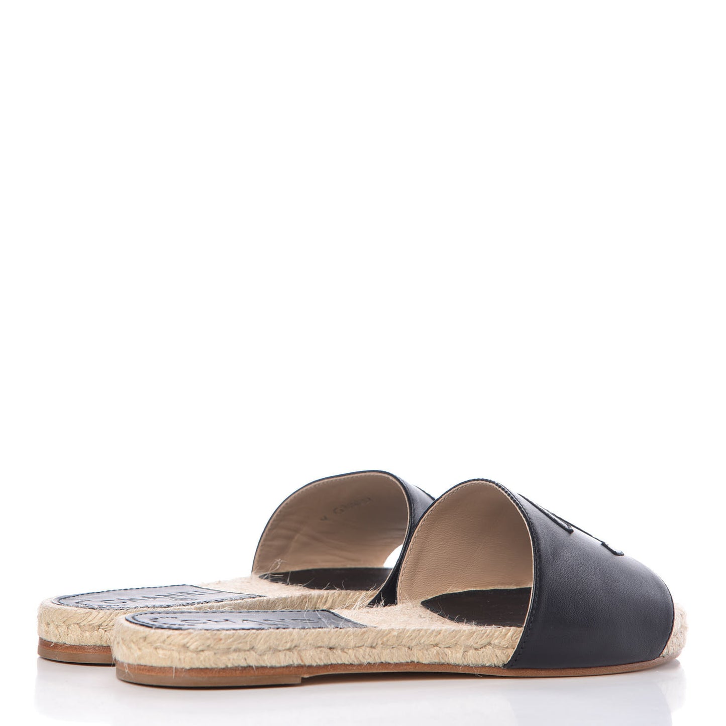 Lambskin CC Espadrille Slip On Sandals 36 Black