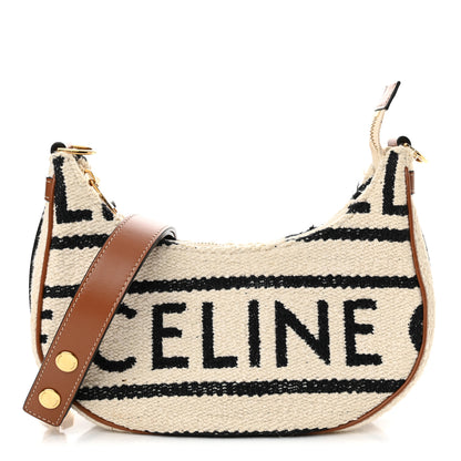 Celine Textile Medium Ava Shoulder Bag White Black 1 of 11