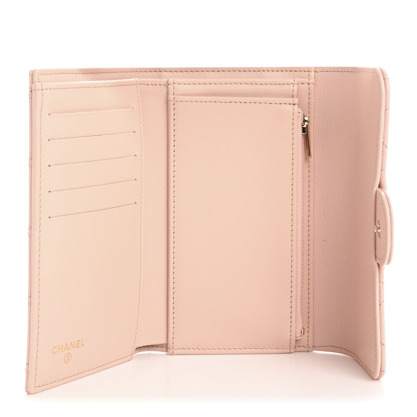 Caviar Quilted Medium Flap Wallet Light Pink