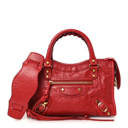 Balenciaga Agneau Gold Metallic Edge Hardware Mini City Rouge Groseille 1 of 11