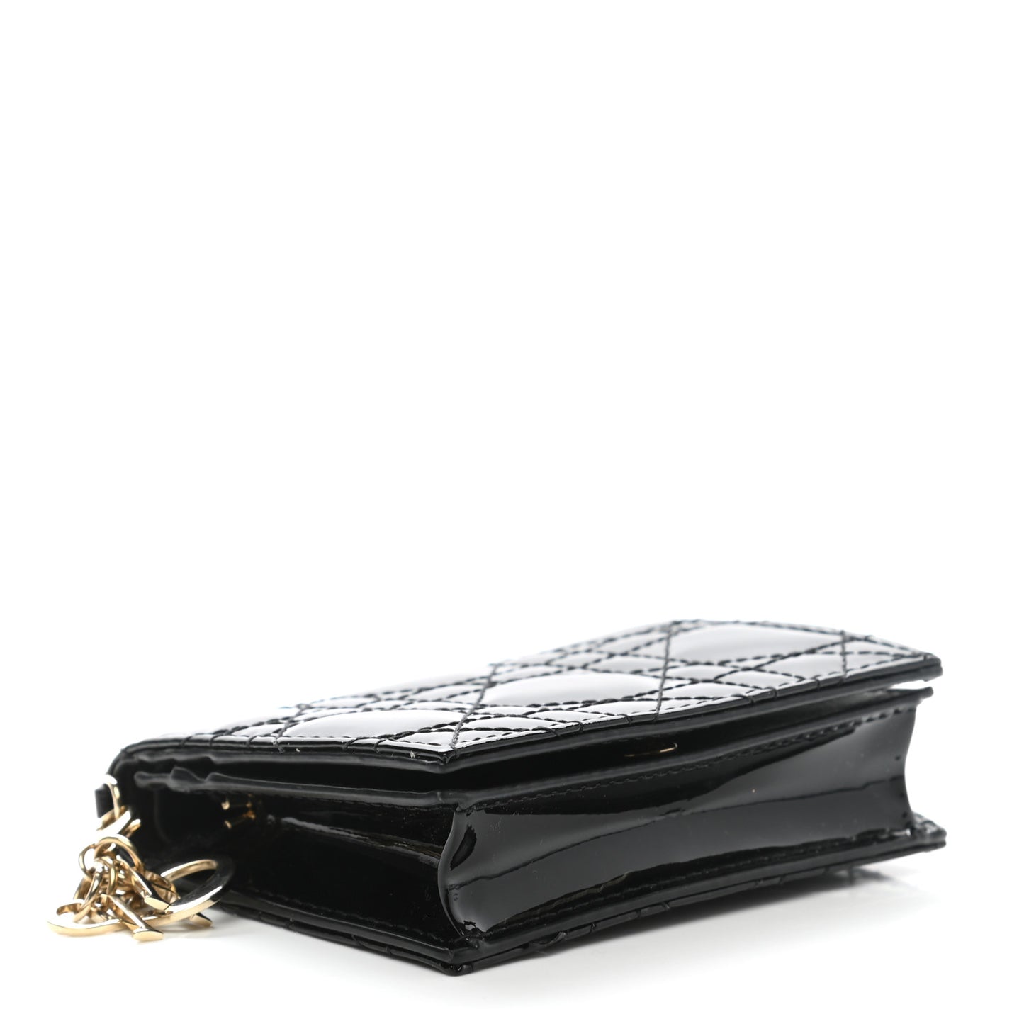 Patent Cannage Mini Lady Dior Wallet Black