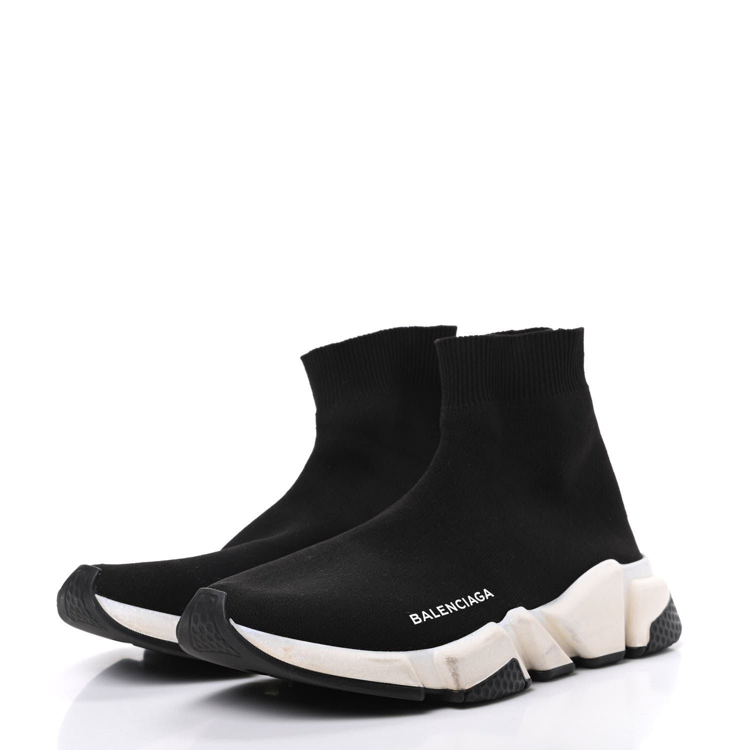 Balenciaga Neoprene Knit Womens Speed Sneakers 38 Black White 3 of 14