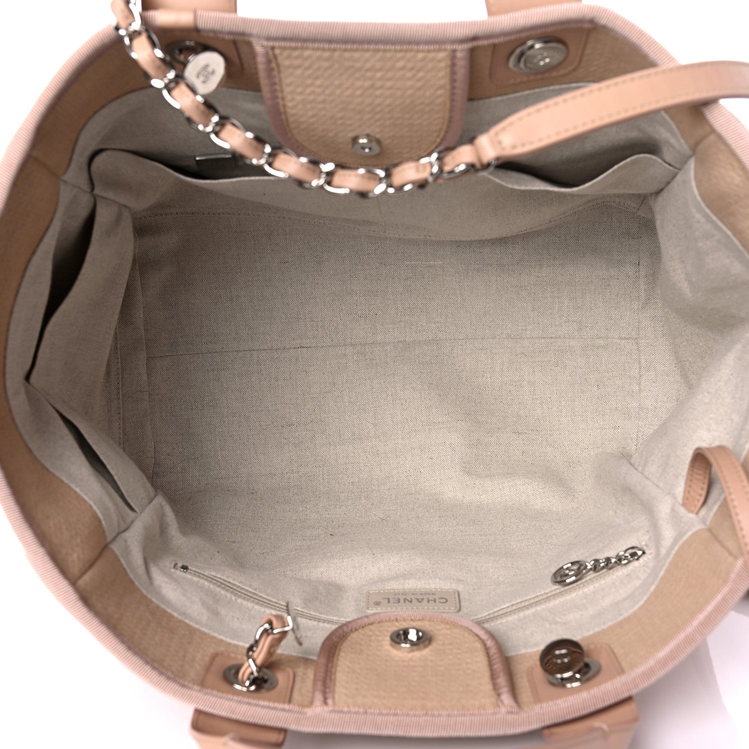 Chanel Canvas Large Deauville Tote Beige 6 of 10