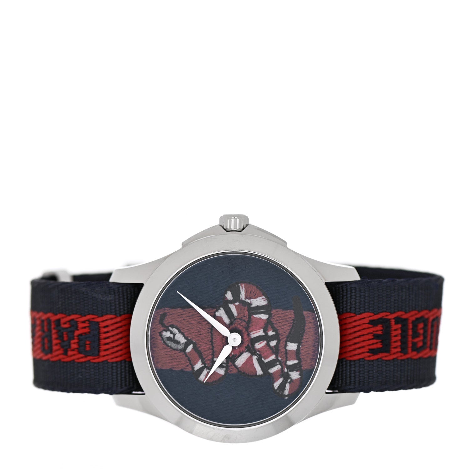 Gucci Stainless Steel Nylon 38mm Le Marche Des Merveilles Snake Quartz Watch Navy 2 of 5