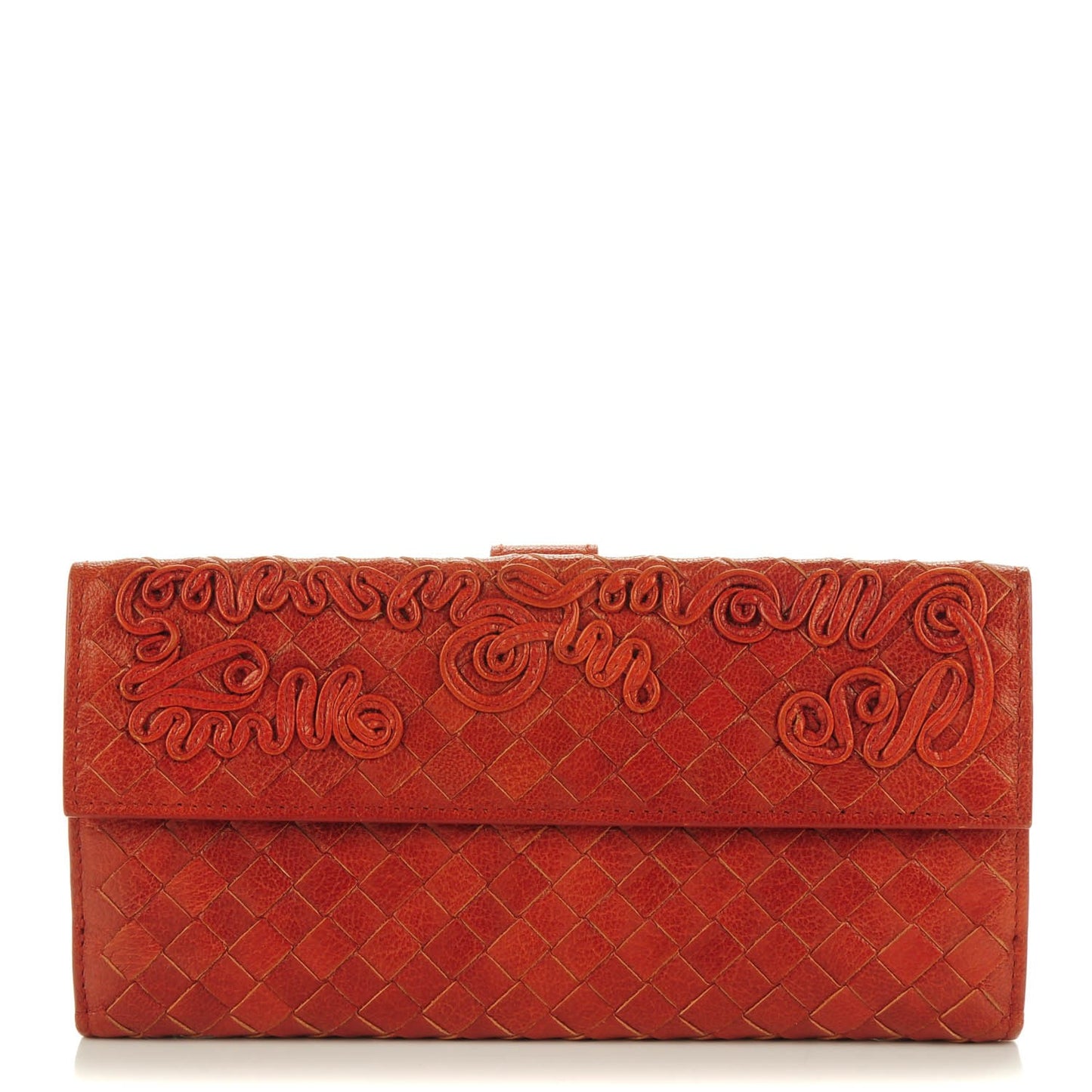 Goatskin Intrecciato Continental Wallet Pompei