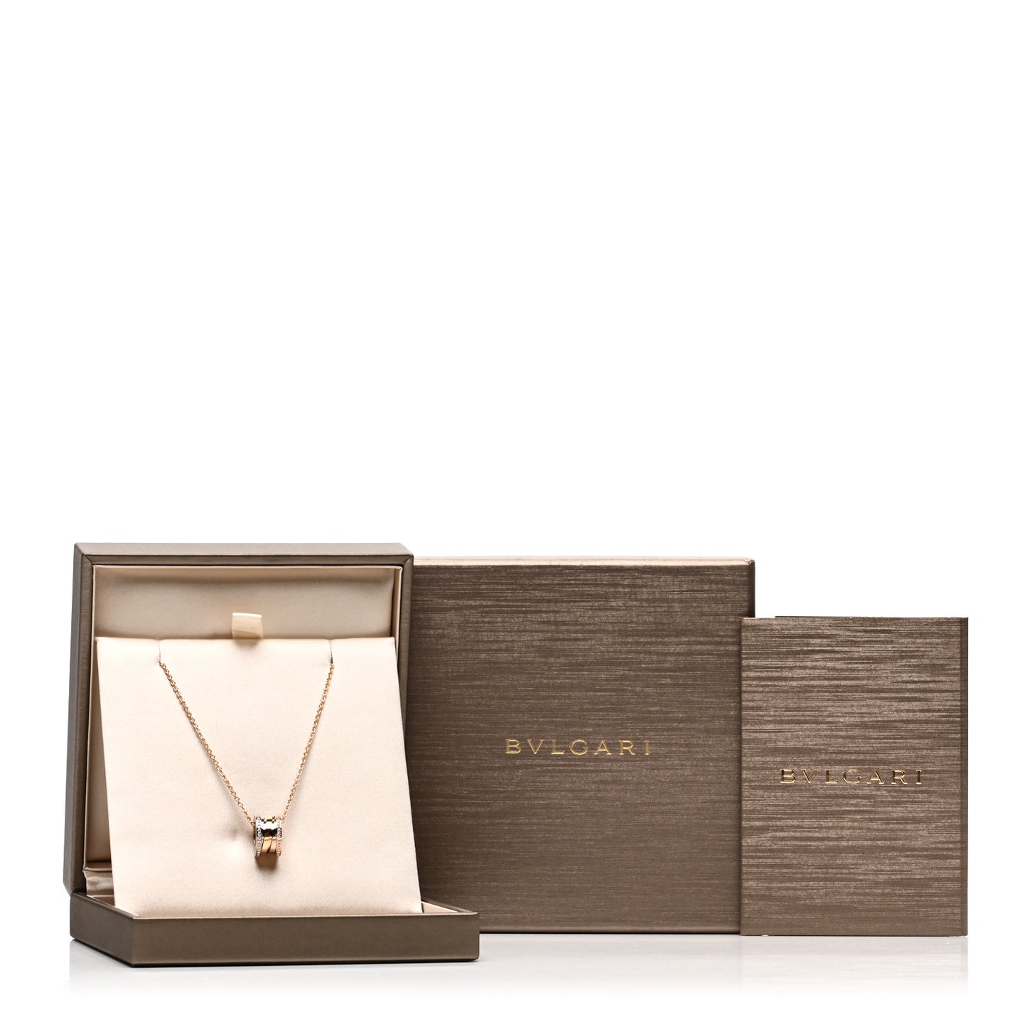 18K Rose White Gold Diamond B.Zero1 Pendant Necklace