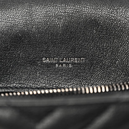 Saint Laurent Sheepskin Matelasse Chevron Monogram Medium College Bag Black 7 of 12