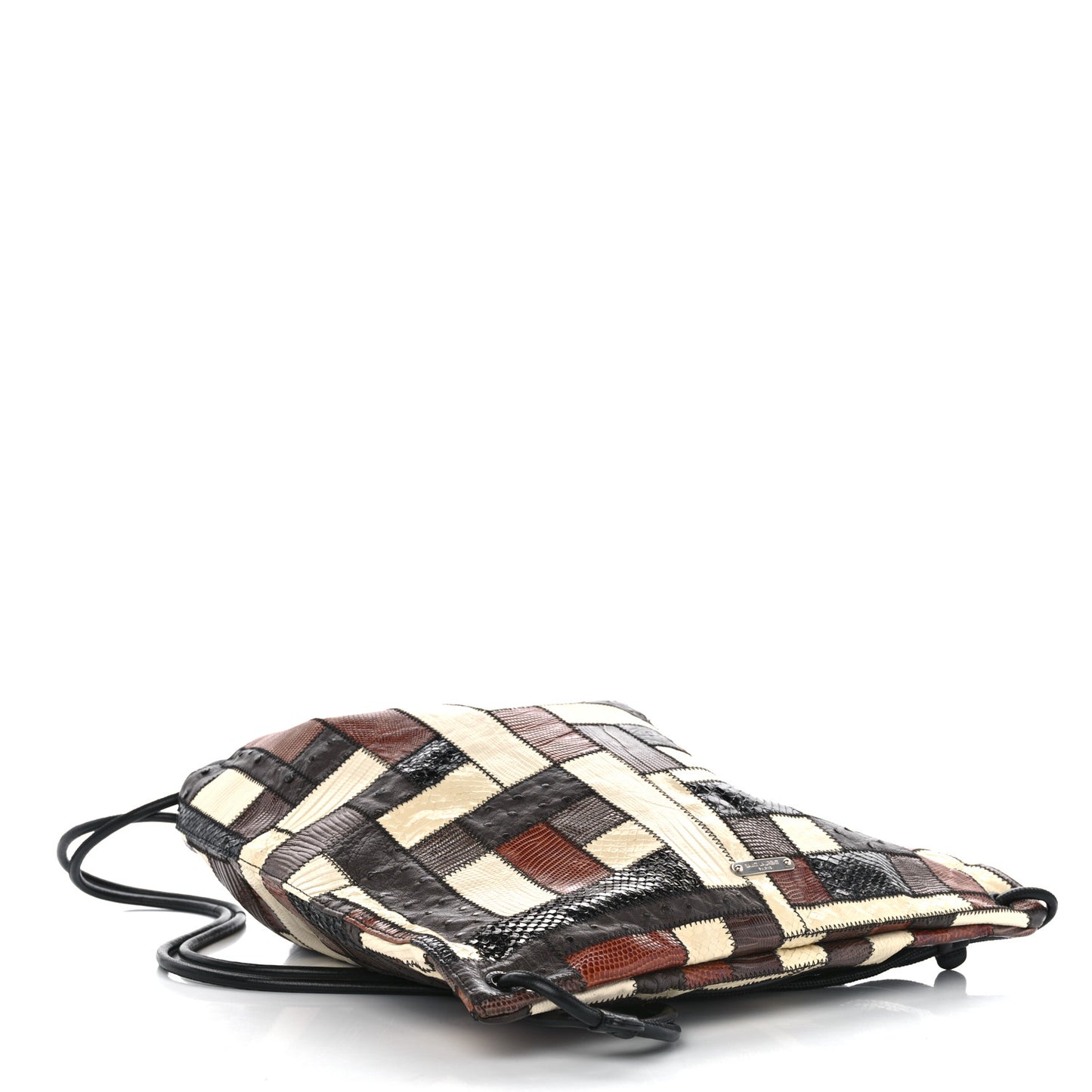 Ostrich Lizard Snakeskin Patchwork Drawstring Bag Multicolor