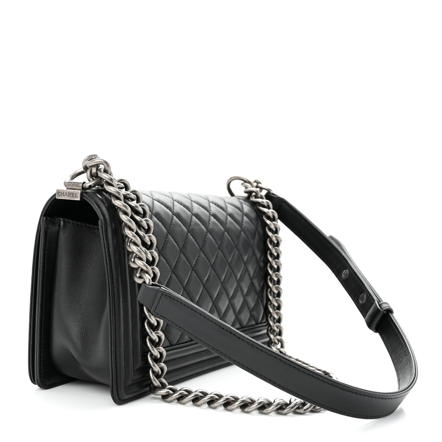 Lambskin Quilted Medium Boy Flap Black