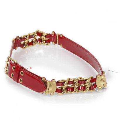 Miu Miu Patent Chain Belt 28 70 Red 3 of 8