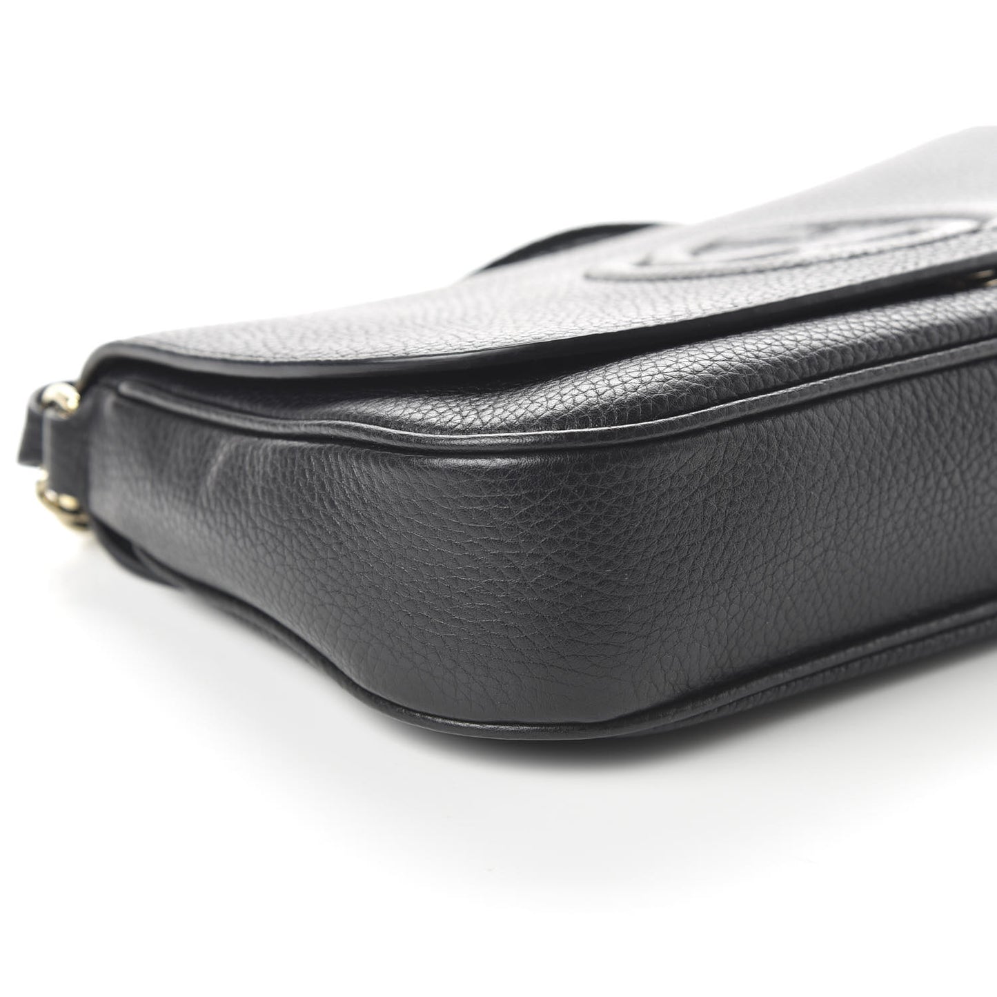 Pebbled Calfskin Medium Soho Flap Crossbody Black