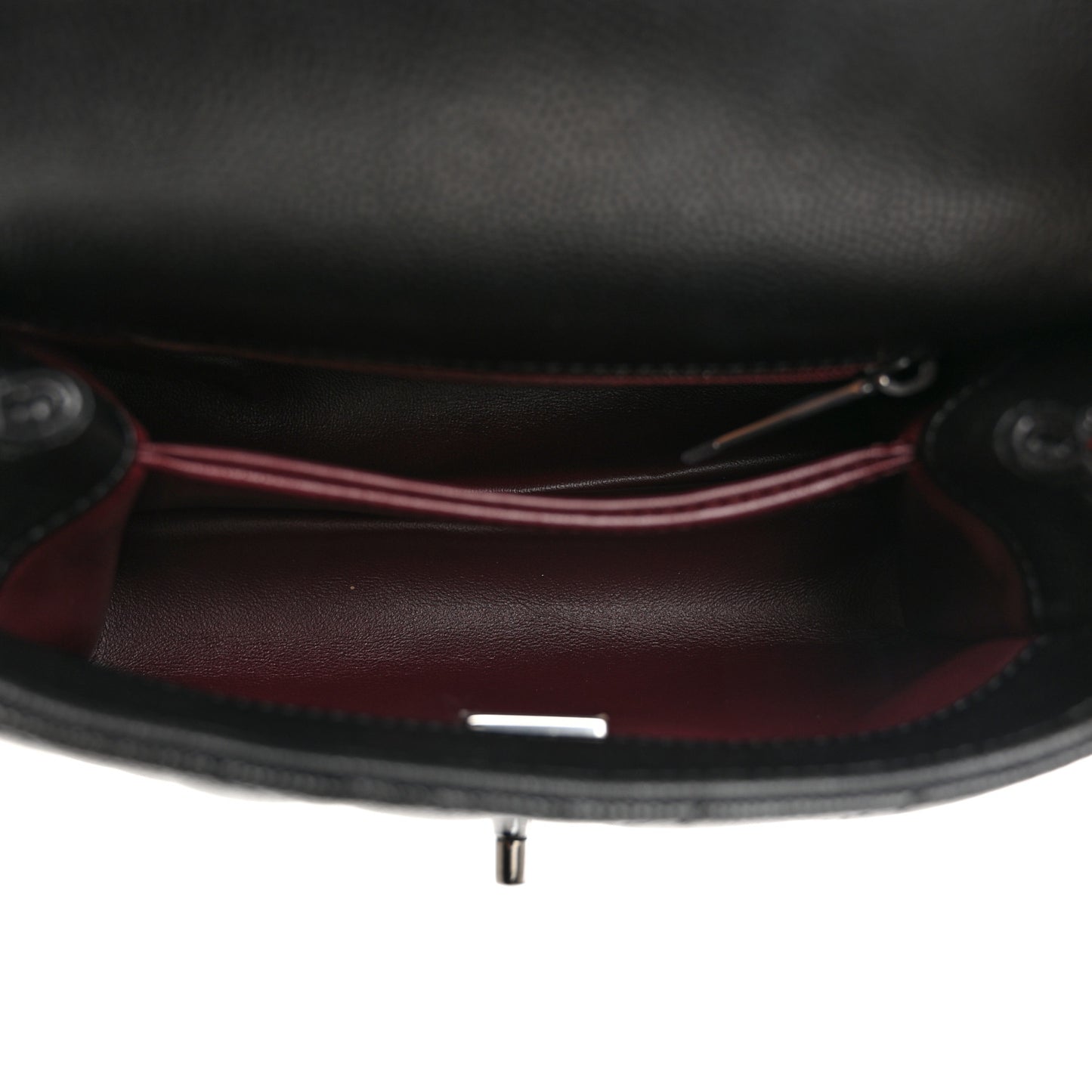 Caviar Chevron Quilted Extra Mini Coco Handle Flap So Black