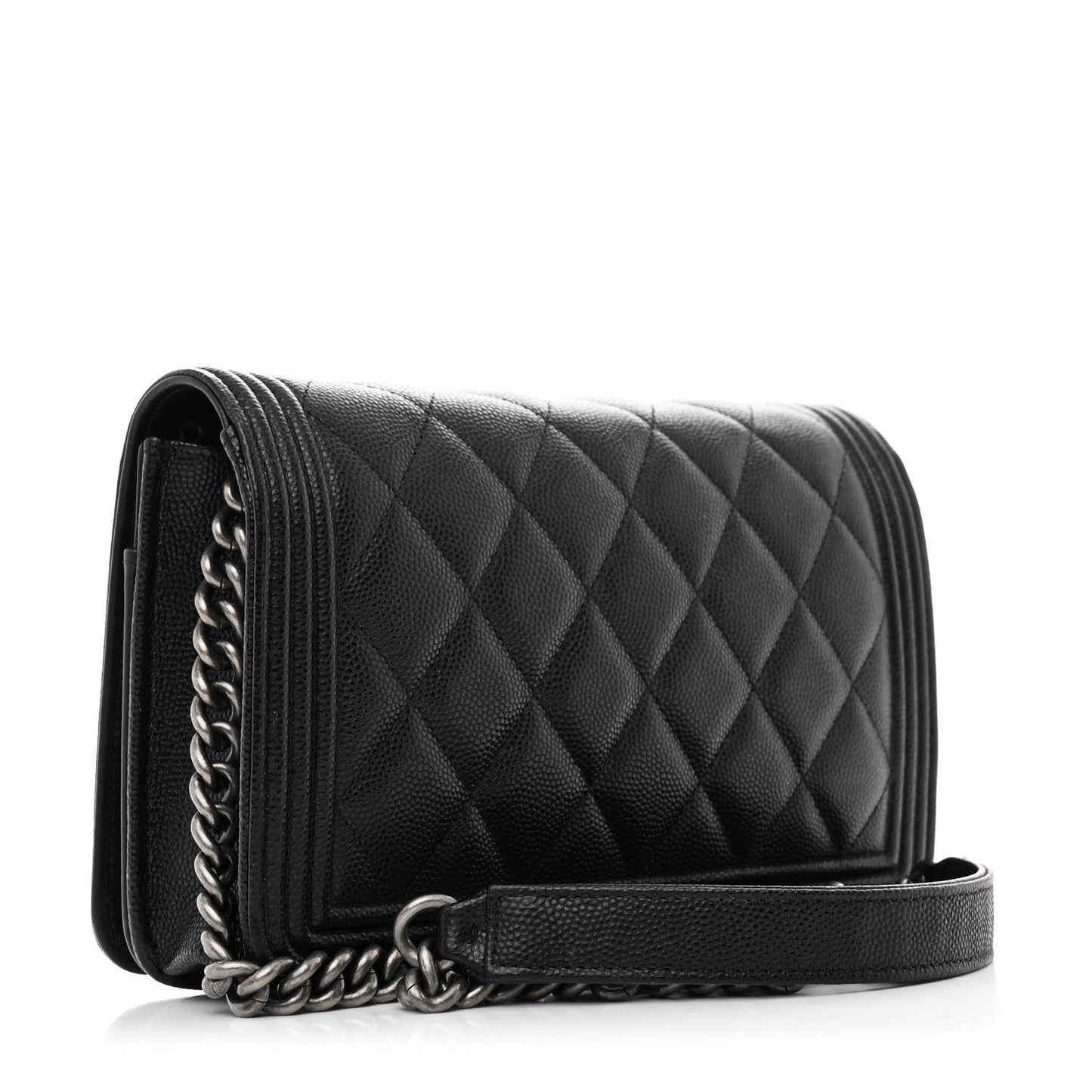 Caviar Quilted Boy Wallet On Chain WOC Black
