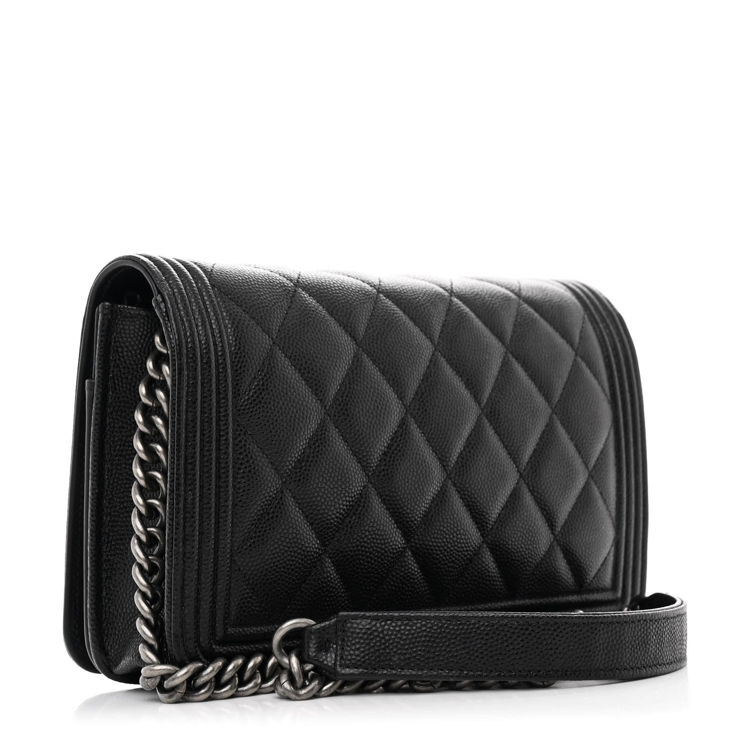 Chanel Caviar Quilted Boy Wallet On Chain WOC Black 3 of 13
