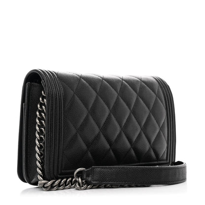 Chanel Caviar Quilted Boy Wallet On Chain WOC Black 3 of 13