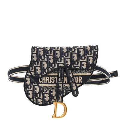 Christian Dior Oblique Embroidered Saddle Belt Pouch Blue 1 of 12
