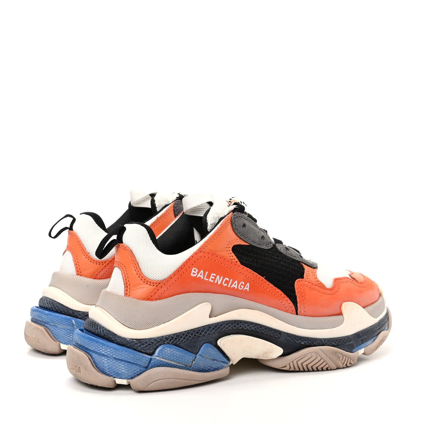 Mesh Nubuck Womens Triple S Sneakers 37 Orange Gris Black