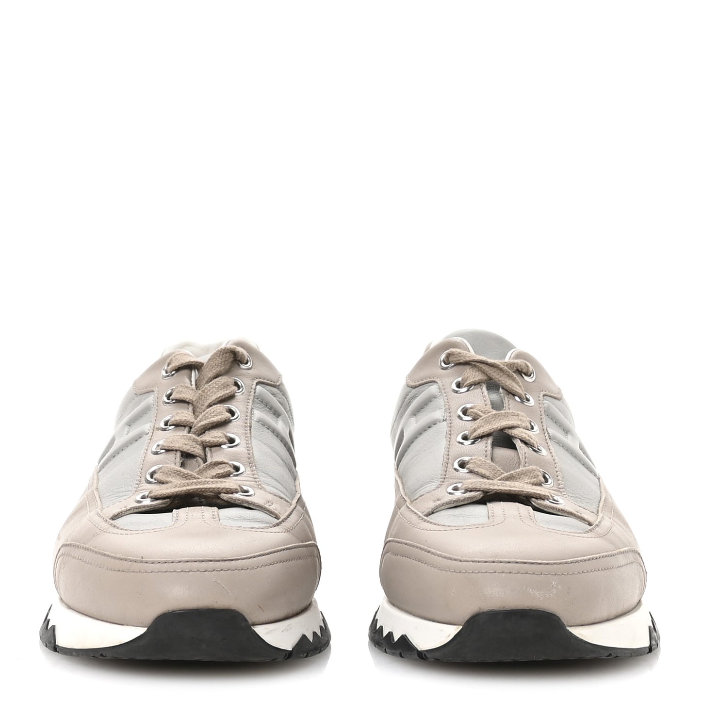 Calfskin Womens Trail Sneakers 39 Beige Rose Gris Brume