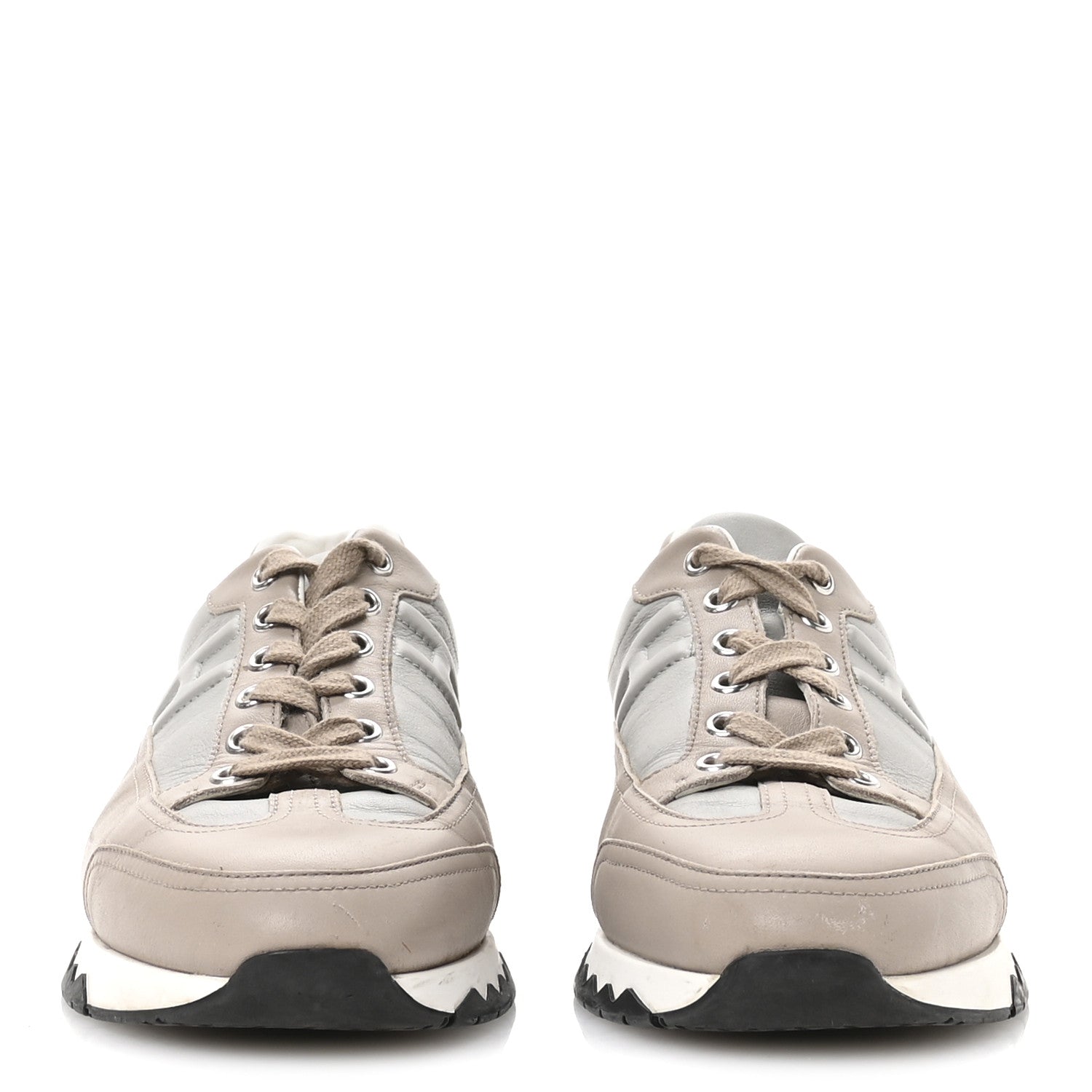 Hermes Calfskin Womens Trail Sneakers 39 Beige Rose Gris Brume 3 of 9