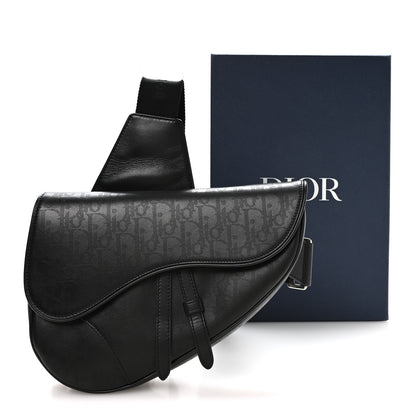 Christian Dior Calfskin Perforated Oblique Galaxy Mens Saddle Bag Black 11 of 11